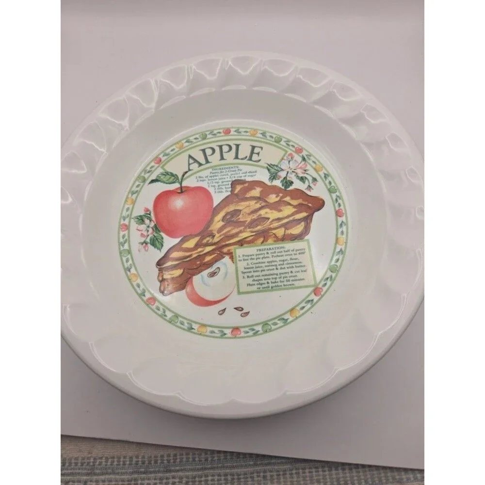 Vintage Ceramic Pan Plate Golden Pie Collection Himark apple pie recipe EUC